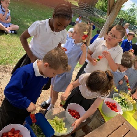 Year 2 Picnic Feast!  Fruit Kebabs!